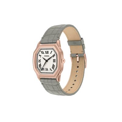 Quarzuhr FOSSIL "HARLOW", grau, rosegoldfarben, Armbanduhren, Damen, Armbanduhr, Damenuhr, Lederarmband, analog Image