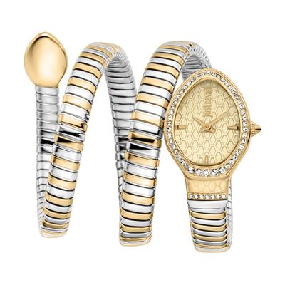 Quarzuhr JUST CAVALLI TIME "Carezza", silberfarben, goldfarben, champagnerfarben, Armbanduhren, Damen, Armbanduhr, Damenuhr, Edelstahlarmband, analog, Kristallsteine Image