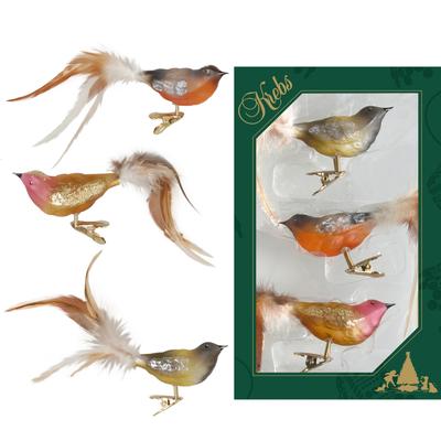 Weihnachtsbaumklammer KREBS GLAS LAUSCHA "CBK80868, Weihnachtsdeko, Christbaumschmuck", bunt, Glas, Weihnachtsbaumschmuck, Vogelsortiment Image