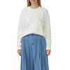 Sweatshirt S.OLIVER, Damen, Gr. 42, beige (ecru), Sweatware, Obermaterial: 50% Baumwolle, 50% Polyester, unifarben, casual, relaxed fit normal, Rundhals, Langarm gerader Abschluss, Sweatshirts, mit Rippblende