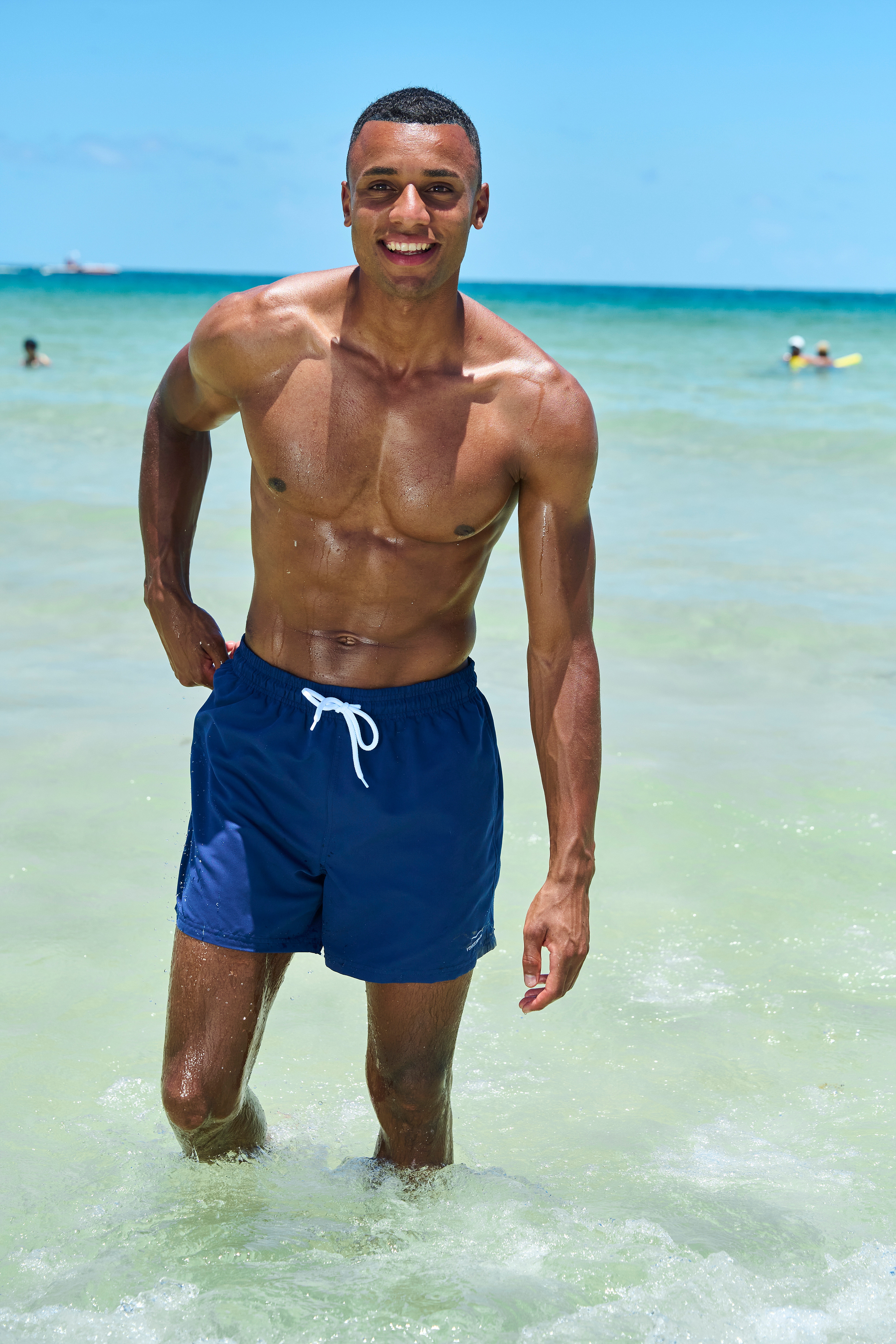 Badeshorts VENICE BEACH, Herren, Gr. S (46/48), N-Gr, blau (marine), Microfaser, Polyester, Recycling-Polyester, kontrastfarbene Details, unifarben, Badehosen, mit Marken-Logo Image