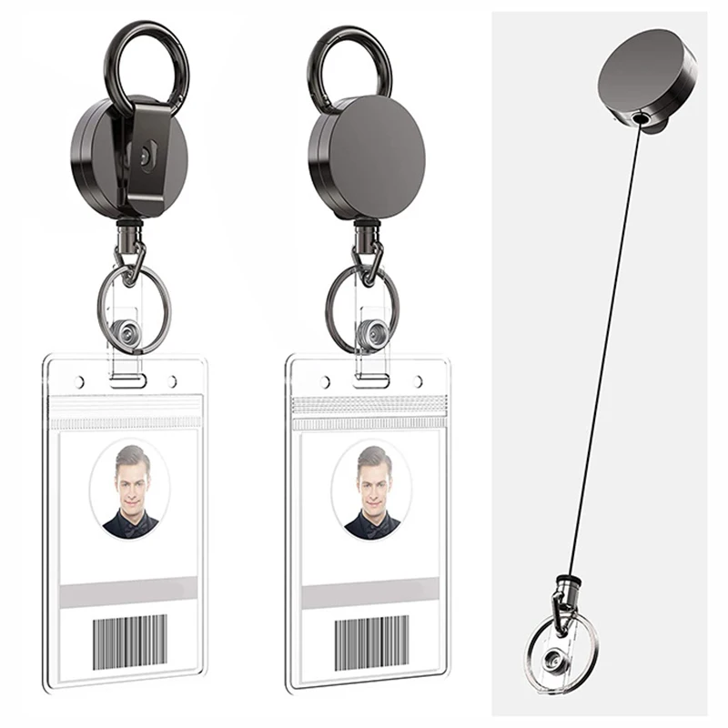 1/3/5 stücke Ausziehbare Metall Schlüsselanhänger Ring Gürtel Clip Pull Schlüsselring Einziehbare ID Karte Lanyards Id abzeichen Halter Abzeichen Clip Image