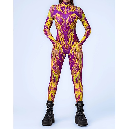 Gemusterte Zentai-Anzüge Cosplay Kostüm Bodysuit Drucken Karnevalskostüm Ganzkörperanzug Herren Damen Sexy Kostüm Halloween Kostüm für Leistung Party Maskerade Erwachsene