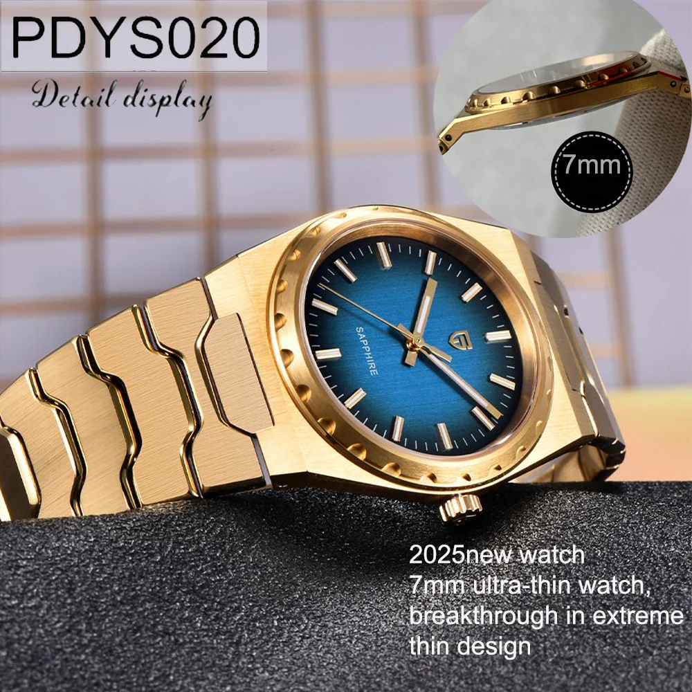 PAGANI DESIGN Herren-Quarzuhren, ultradünn, 7 mm, Serie 222 Saphir-Edelstahl, wasserdichte Uhren für Herren, reloj hombre Image