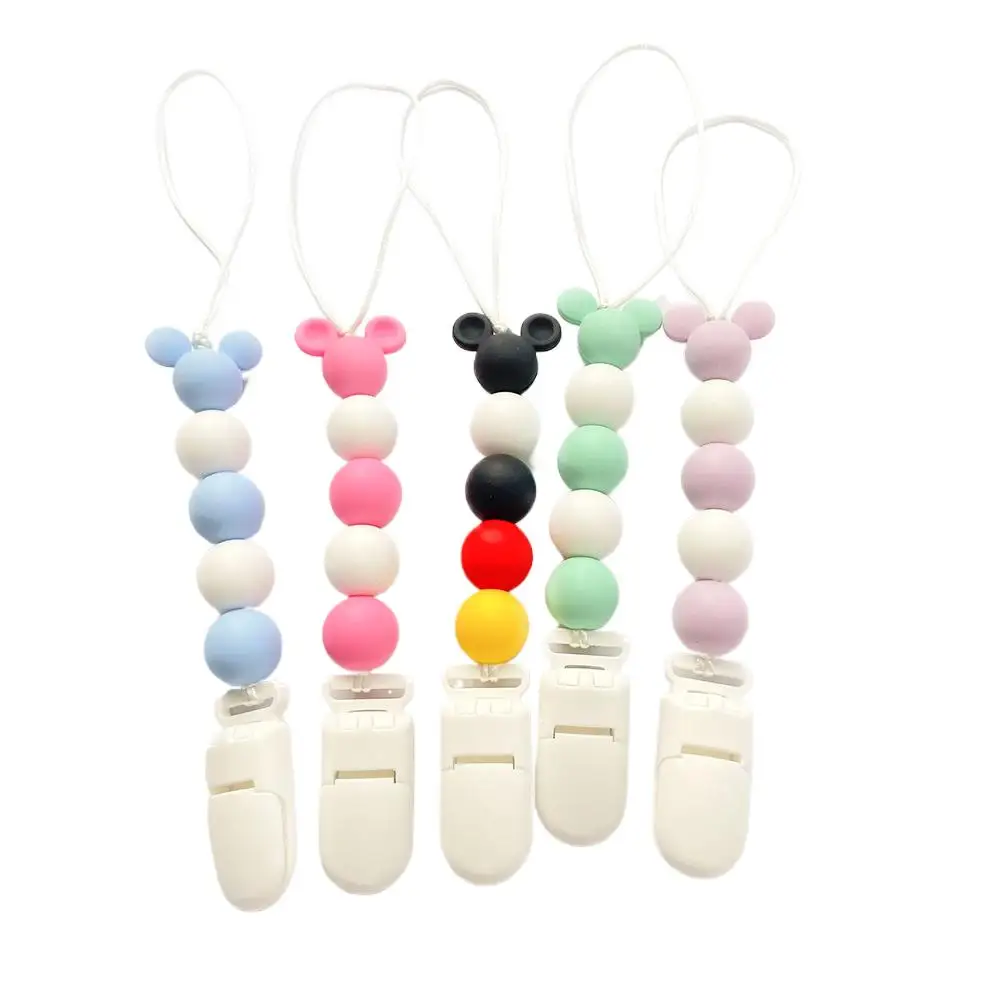 BPA-freie Silikon-Maus-Schnullerclips, Anti-Drop-Kette für Kleinkinder, Neugeborene, Baby, Nippel, Schnuller, Anti-Verlust-Gerät Image