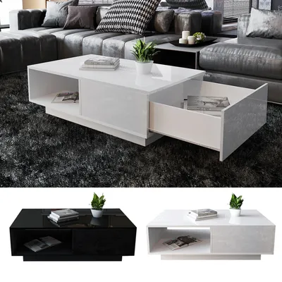 Modern High Gloss Rectangular Coffee Table Tea Table Storage Living Room Living Room Table Coffee Table Rectangular Coffee Table