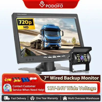 Podofo Auto Backup Kamera Monitor 7 "Monitor Wasserdichte IR Nachtsicht Rückansicht Kamera Für Bus Lkw Rückansicht Display