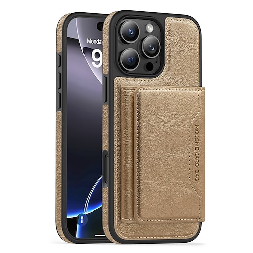 Handy Hülle Handyhüllen Für iPhone 17 Pro Max 17 Air 16 15 14 Pro Max Plus 16e 13 Pro Max Rückseite Magnetisch Kartenfach Stoßfest Retro TPU PU-Leder Image
