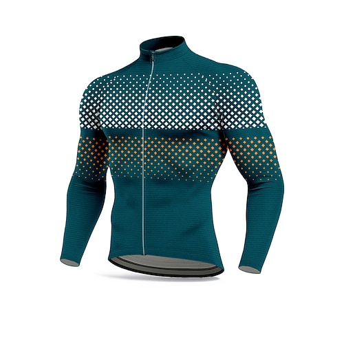 Herren Oberteile Radtrikot Ombre Grafik Geometrisch Langarm Fahhrad Trikot Oberteil mit 3 Gesäßtaschen Mountainbike MTB Straßenradsport Sonne Sonnenschutz Schnelltrocknend Reflektierende Streifen