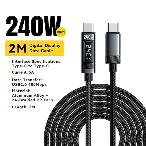 240 W USB Typ C auf USB C Kabel 100 W PD 3.1 Schnellladekabel für MacBook Pro für Xiaomi für Samsung Laptop für Essager Image