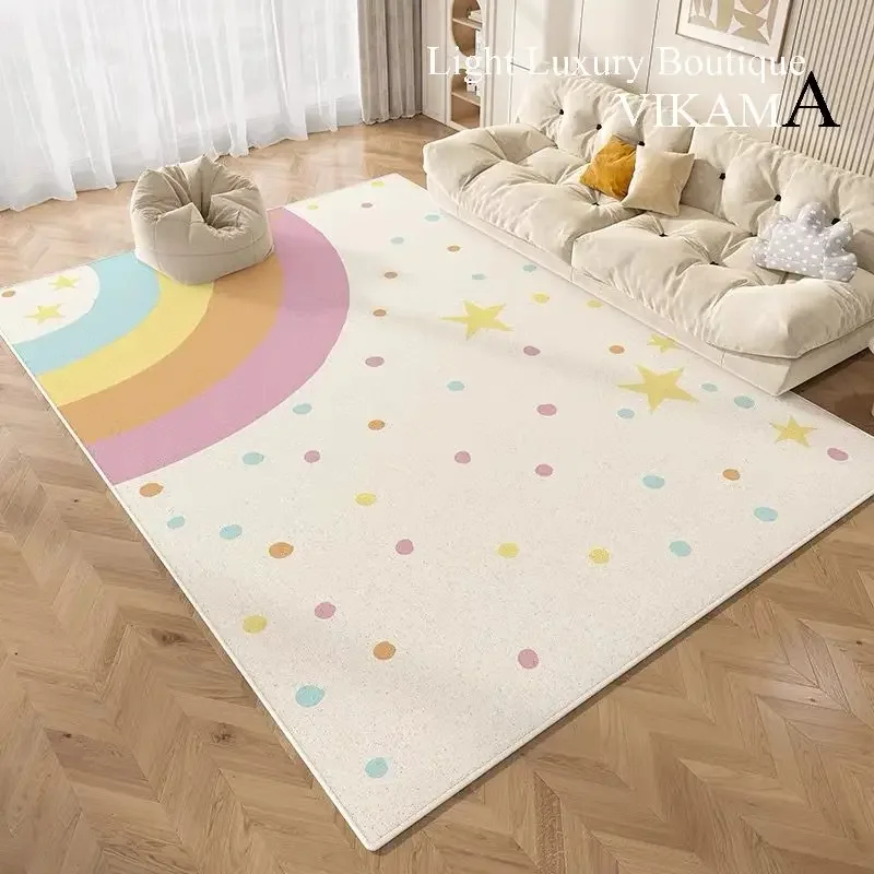 VIKAMA Verbessertes Material Kinder Cartoon Teppich Zuhause Wohnzimmer Schlafzimmer Nachttisch Decke Baby Spielen Lesebereich Klettermatte