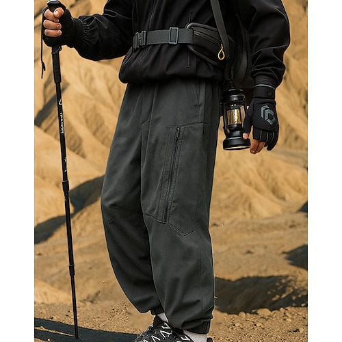 Herren Wanderhosen Softshellhosen Herbst Außen Normale Passform Wasserdicht Winddicht Unterteile Tasche Elastischer Bund Schwarz Weiß Camping / Wandern Laufen M L XL XXL Image