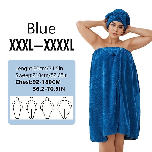 Badetuch in Übergröße, einfarbig, groß, tragbar, saugfähig, übergroß, Badetuch aus Baumwolle, weicher Spa-Bademantel für Zuhause, Dusche, Schwimmbadzubehör Image