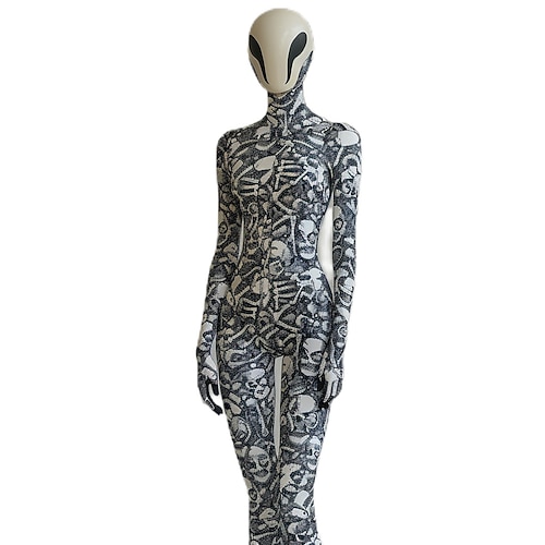 Gemusterte Zentai-Anzüge Cosplay Kostüm Maske Drucken Karnevalskostüm Ganzkörperanzug Herren Damen Jungen Sexy Kostüm Halloween Kostüm für Leistung Party Maskerade Kinder Erwachsene Image