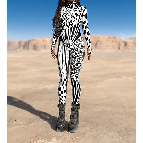 Gemusterte Zentai-Anzüge Cosplay Kostüm Bodysuit Drucken Karnevalskostüm Ganzkörperanzug Herren Damen Sexy Kostüm Halloween Kostüm für Leistung Party Maskerade Erwachsene Image