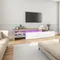 Rosahqnda Meuble TV, meuble TV en bois avec lumière, meuble TV bas avec compartiments pour rangement, noir, blanc