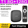 T1 Android 14 Allwinner H313 Smart TV Box 128GB ROM WiFi Doble 2.4G/5G Bluetooth 5.4 YouTube 8K Lettore multimediale remoto vocale 2025