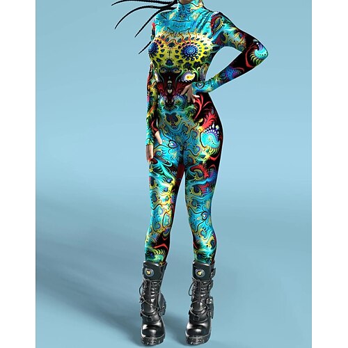 Gemusterte Zentai-Anzüge Cosplay Kostüm Bodysuit Drucken Karnevalskostüm Ganzkörperanzug Herren Damen Jungen Sexy Kostüm Halloween Kostüm für Leistung Party Maskerade Kinder Erwachsene Image