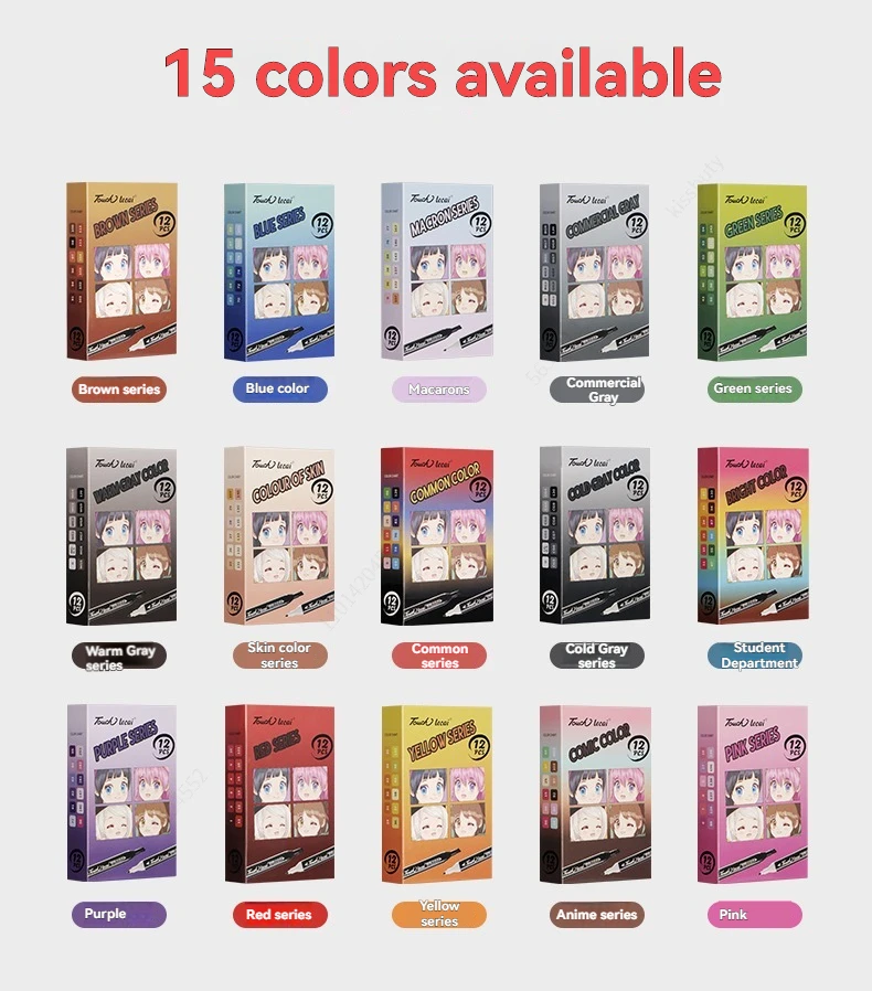 Alkoholmarker, permanente Kunstmarker mit zwei Pinselspitzen, Malmarker, für die Herstellung von Buchmalkarten, Weihnachtsgeschenk Image