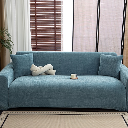 1 Stück Chenille-Sofabezug mit Fischgrätenmuster, modischer und luxuriöser Couch-Schonbezug, dekorativer Möbelschutz, rutschfest, staubdicht, kratzfest, geeignet für alle Jahreszeiten im Wohnzimmer, Schlafzimmer Image