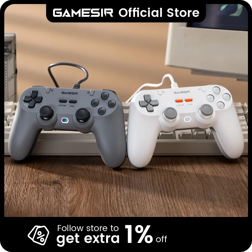 GameSir Tegenaria Lite Retro-Kabelcontroller, extrem niedrige Latenz, Hall-Sensor-Sticks, 2 Tasten auf der Rückseite für Nintendo Switch 2, PC Image