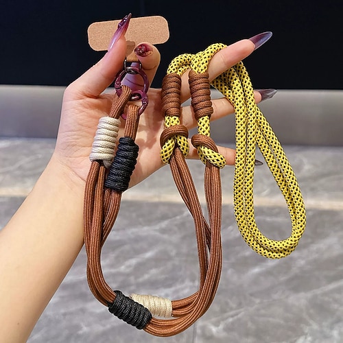 neues modisches und vielseitiges langes Seil zum Aufhängen des Telefons, diagonales Seil zum Aufhängen, buntes Doppelspleißen, Dopamin-Crossbody-Spleißen, langes Seil Image