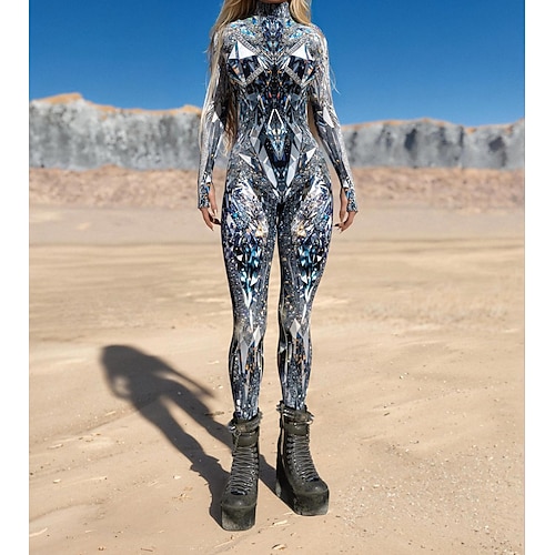Gemusterte Zentai-Anzüge Cosplay Kostüm Bodysuit Drucken Karnevalskostüm Ganzkörperanzug Herren Damen Sexy Kostüm Halloween Kostüm für Leistung Party Maskerade Erwachsene Image