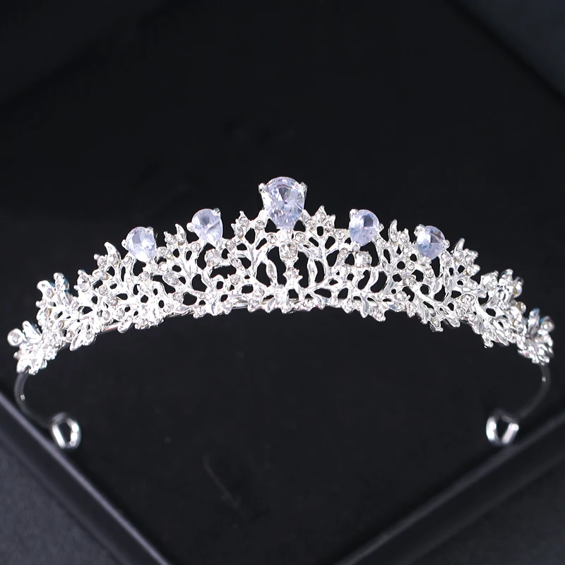 Silver Color Crystal Crown Tiara Rhinestone Prom Diadem Crown Headband For Women Bridal Wedding Hair Accessories Jewelry Crown Image