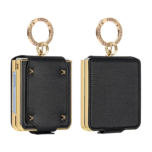 Handy Hülle Handyhüllen Für Samsung Galaxy Z Flip 7 Z Flip 7 FE Z Flip 6 Z Flip 5 Z Flip 4 Rückseite Flip-Cover Ringverschluss PC PU-Leder Image
