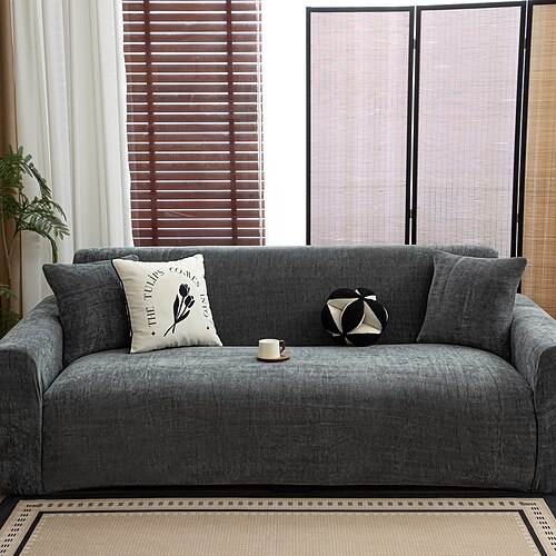 1 Stück Chenille-Sofabezug mit Fischgrätenmuster, modischer und luxuriöser Couch-Schonbezug, dekorativer Möbelschutz, rutschfest, staubdicht, kratzfest, geeignet für alle Jahreszeiten im Wohnzimmer, Schlafzimmer Image