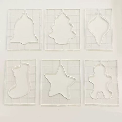 Weihnachts-Quiltvorlagen, 6-teiliges Acryl-Nählineal-Set, hohle Patchwork-Quiltwerkzeuge Image