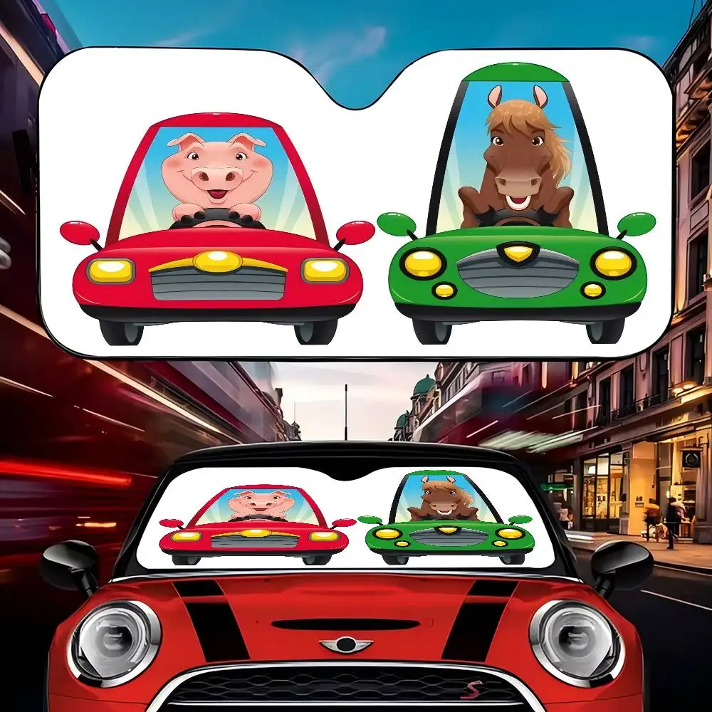 Tier Fahren Auto Windschutzscheibe Sonnenschutz Block UV-Strahlen Sonnenblende Schutz Auto Sonnenschirm Geschenke für Papa Freund Image
