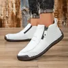 Neue klassische handgefertigte Leder-Herrenschuhe mit Reißverschluss-Design, Outdoor-Turnschuhe, lässige flache Schuhe für Herren, Arbeitsschuhe, Stiefeletten