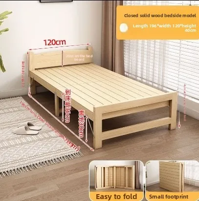Klappbares Massivholzbett für das Heimbüro, einfaches Einzelbett Image