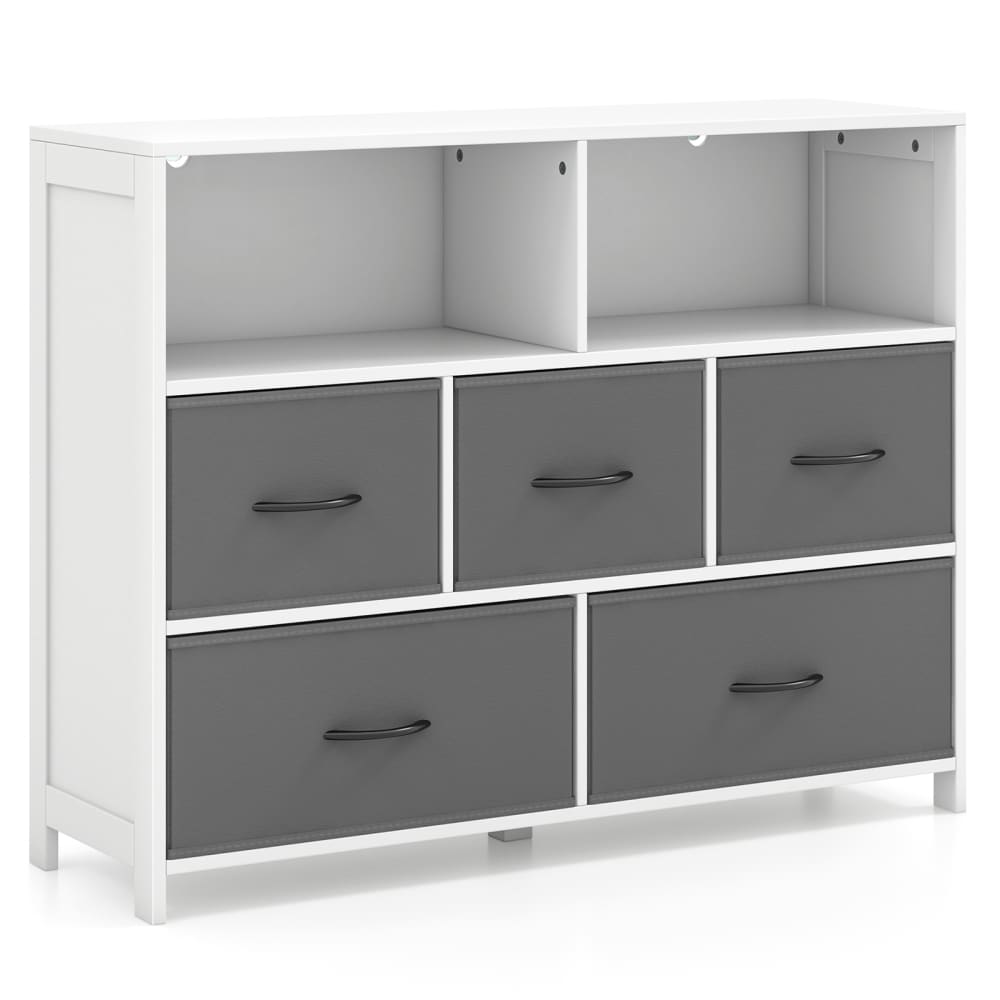 Commode en tissu à 5 tiroirs amovibles cadre en bois robuste