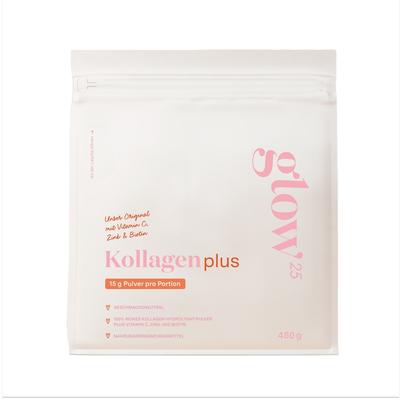 Glow25 Kollagen Pulver Plus - Premium Hydrolysat mit Vitamin C, Zink und Biotin 450g 0.45 kg Image