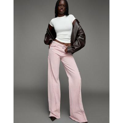 Bershka Textured Flare Jeans Women 04 Red