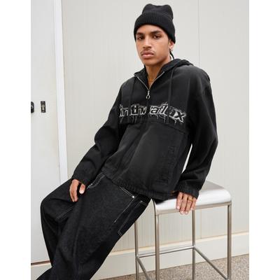 Bershka Embroidered Denim Jacket With Zip Men S Black