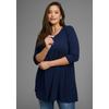 Tunikashirt LAURA SCOTT CURVE, Damen, Gr. 56/58, blau (navy), Single Jersey, Obermaterial: 94% Viskose, 6% Elasthan, unifarben, Basic, A-Linie Po-bedeckend, Rundhals, 3/4-Ärmel, Shirts, mit 3/4-Ärmeln in schmeichelnder A-Linie – GROSSE GRÖSSEN