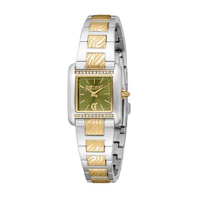 Quarzuhr JUST CAVALLI TIME "Sera", silberfarben, goldfarben, oliv, Armbanduhren, Damen, Armbanduhr, Damenuhr, Edelstahlarmband, analog, Kristallsteine Image