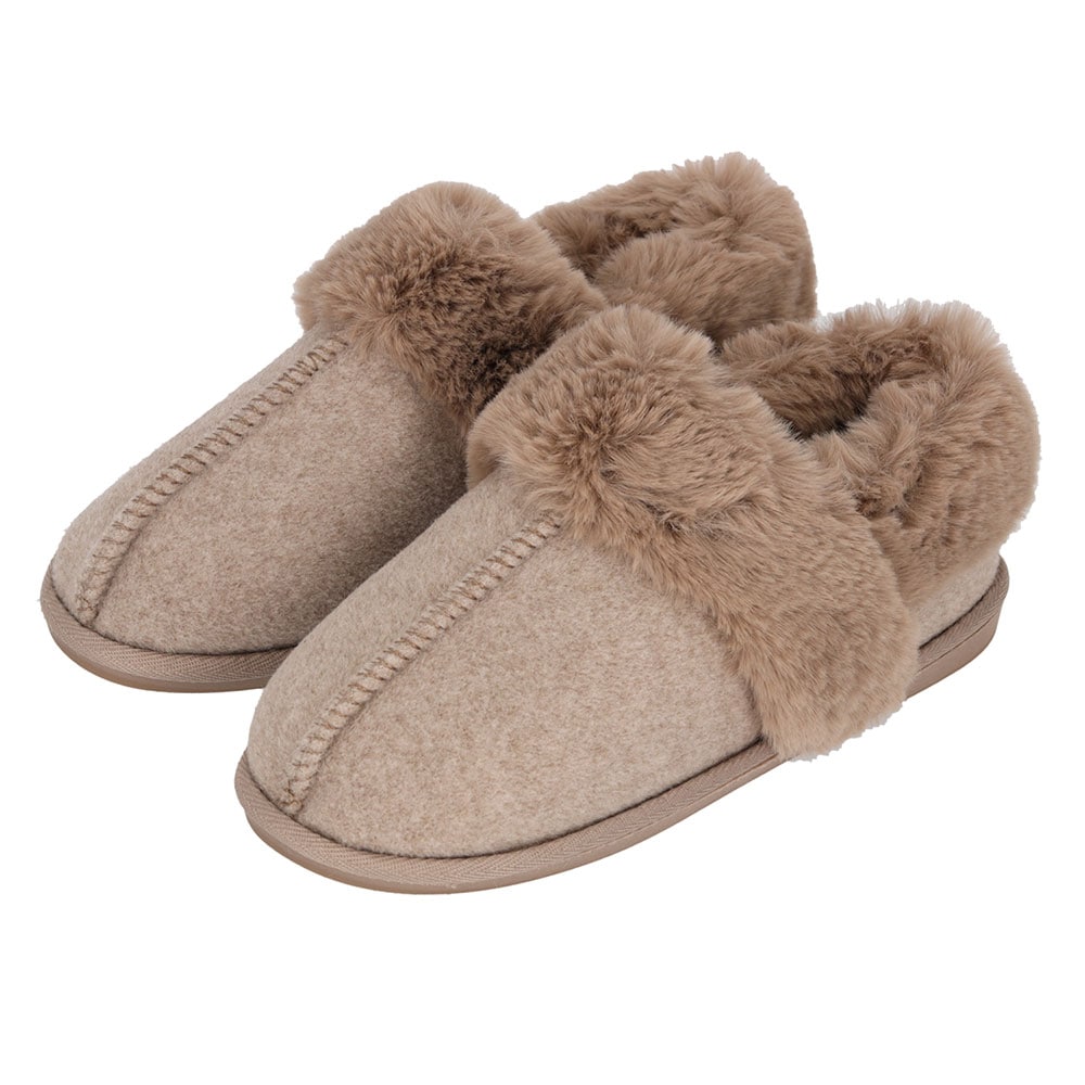 Hausschuh APOLLO, Damen, Gr. 41/42, beige (taupe), Obermaterial: 100% Polyester. Futter: 100% Polyester. Laufsohle: 100% Gummi, Schuhe Hausschuh, mit strapazierfähiger Gummisohle