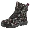 Schnürboots RICOSTA "Anni WMS: normal", Kinder, Gr. 34, schwarz (schwarz multi), Veloursleder, Glitzer, casual, Schuhe, Glitzerschuh mit TEX-Ausstattung, Größenschablone zum Download