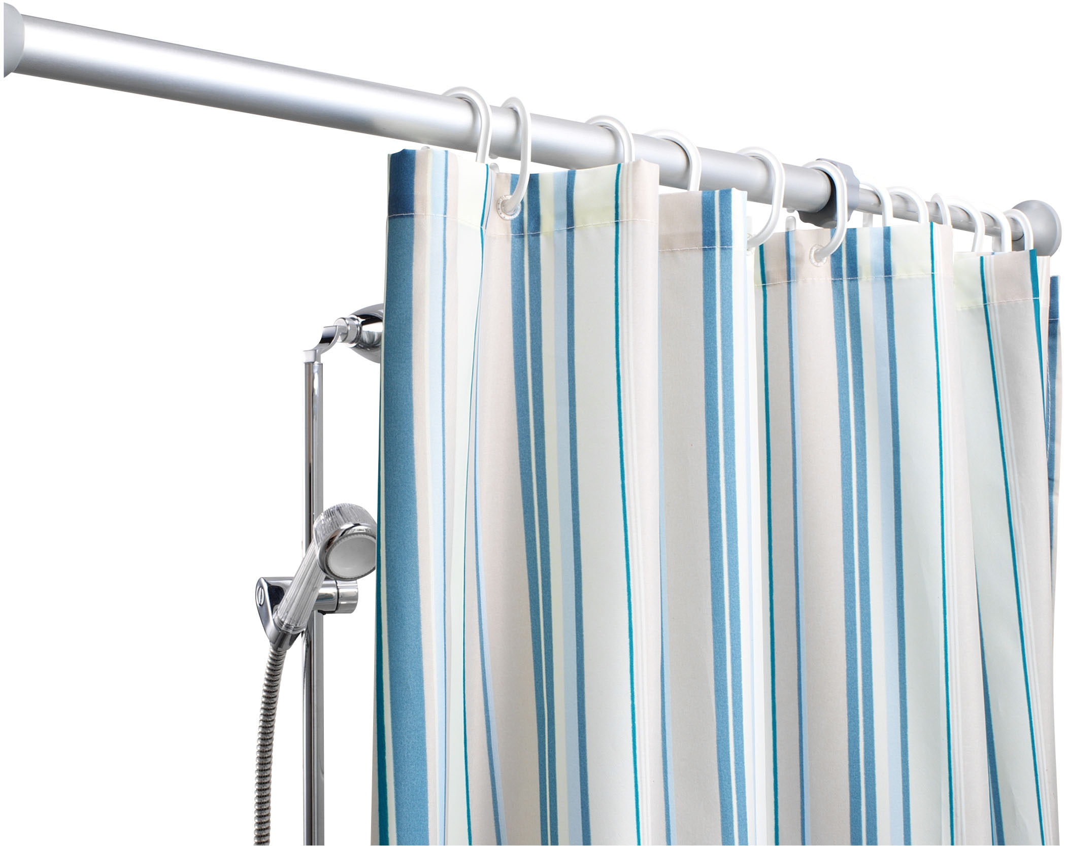 Kleiderstange RUCO "Duschstange/Teleskopstange", silber, B:260cm H:2,5cm T:2,5cm, Aluminium, Kunststoff, Kleiderstangen, Breitenverstellbare Kleiderstange, rostfrei, Made in Germany