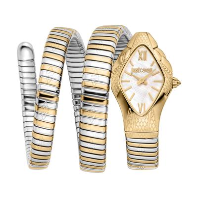 Quarzuhr JUST CAVALLI TIME "Cristallo", silberfarben, goldfarben, weiß, Armbanduhren, Damen, Armbanduhr, Damenuhr, Edelstahlarmband, analog Image
