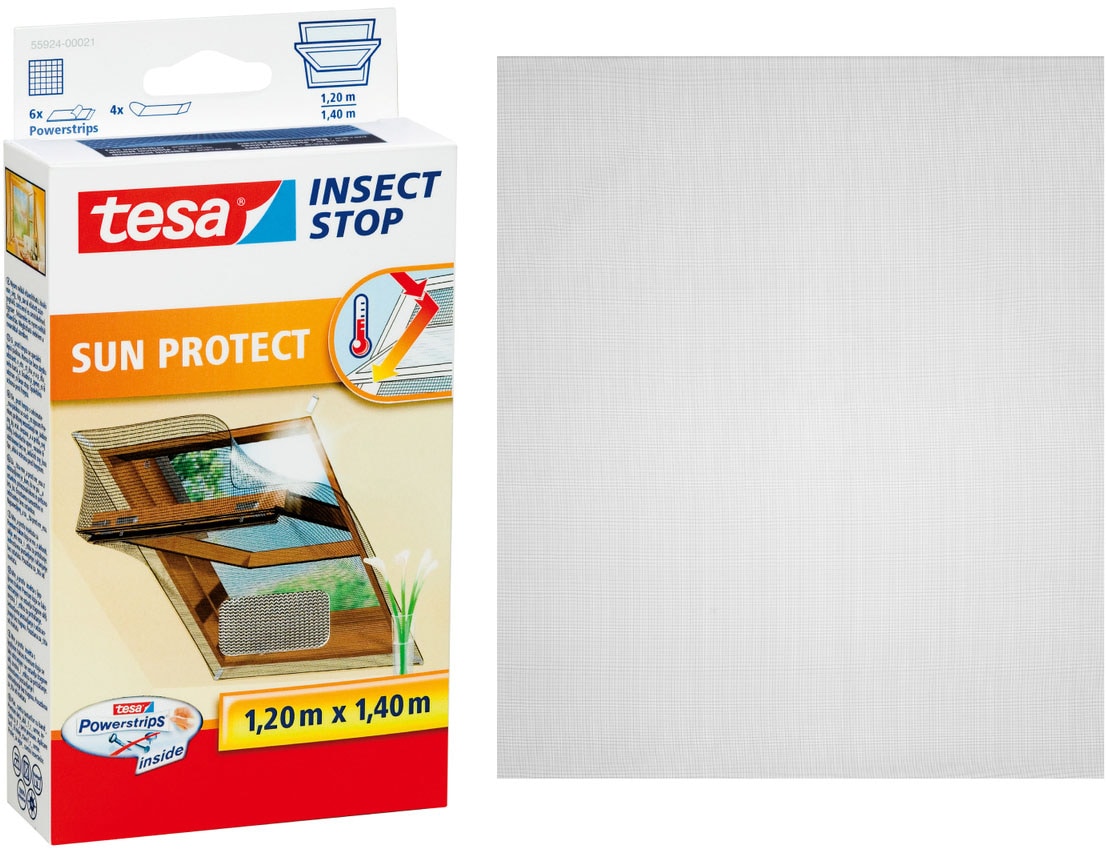 Insektenschutz-Fensterrahmen TESA "Insect Stop Comfort Fliegengitter für Fenster - 1,2 m : 1,4 m", schwarz (gewebe: schwarz), B:120cm H:140cm, Insektenschutzgitter, Insektenschutzgitter -Fliegenetz ohne Bohren- zuschneidbar -anthrazit