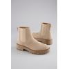 Chelseaboots ANISTON SHOES, Damen, Gr. 41, beige, Velourslederimitat, klassisch, Schuhe, Stiefelette, Blockabsatz, mit breitem Stretch - NEUE KOLLEKTION