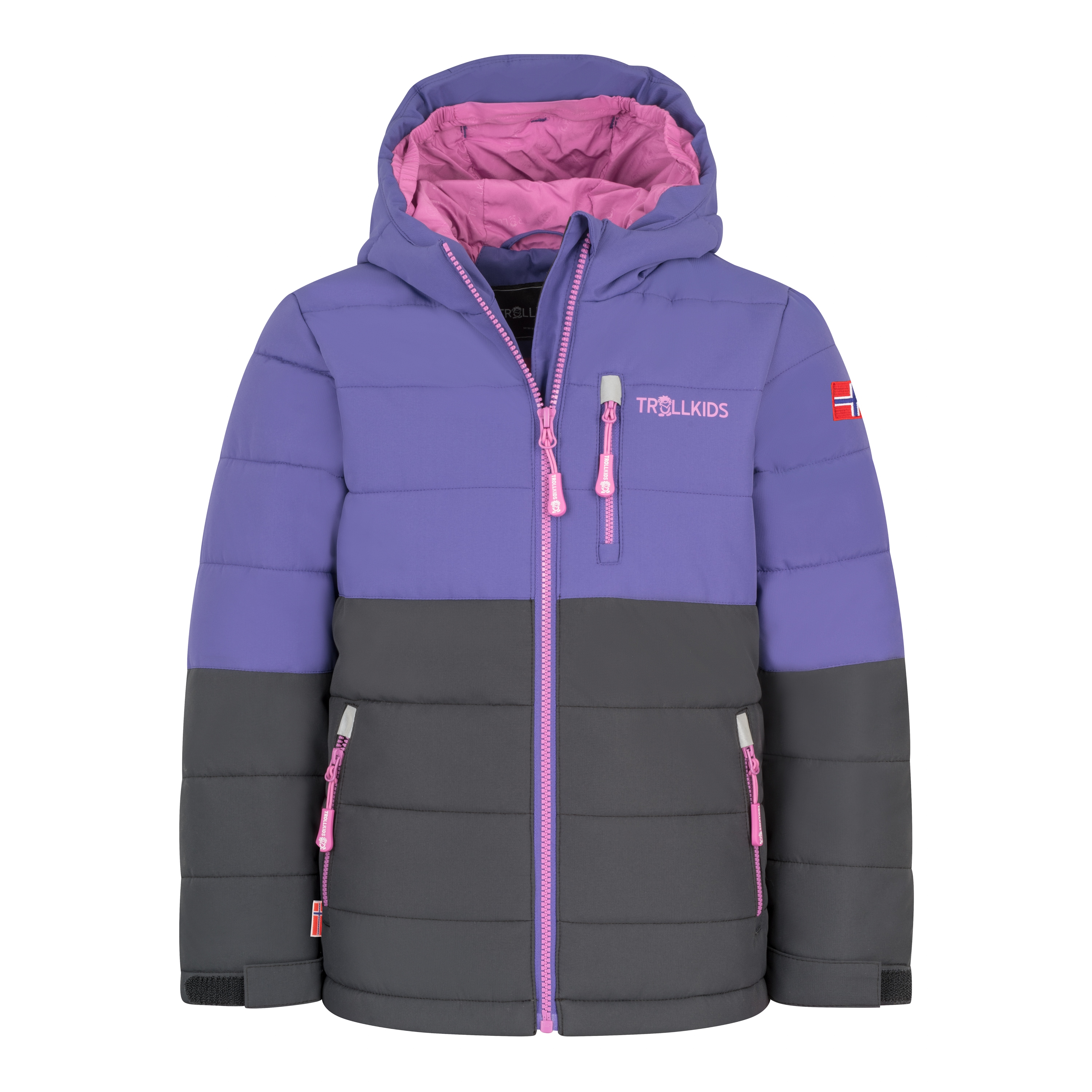 Skijacke TROLLKIDS "KIDS HEMSEDAL SNOW JACKET XT", Kinder, Gr. 176, schwarz lila, schwarz, mallow pink, Steppware, Obermaterial: 100% Polyester. Futter: 100% Polyester. Wattierung: 100% Polyester, normal, mit Klettverschluss, Jacken, Winterjacke Image