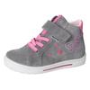 Sneaker RICOSTA "Mala WMS: normal", Kinder, Gr. 31, grau (grau, rosa), Veloursleder, kontrastfarbene Details, modisch, Schuhe, Klettschuh mit Sympatex, Größenschablone zum Download