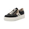 Plateausneaker RIEKER "Rieker Sneaker Glattleder", Damen, Gr. 39, schwarz (schwarz, beige), Glattleder, casual, Schuhe