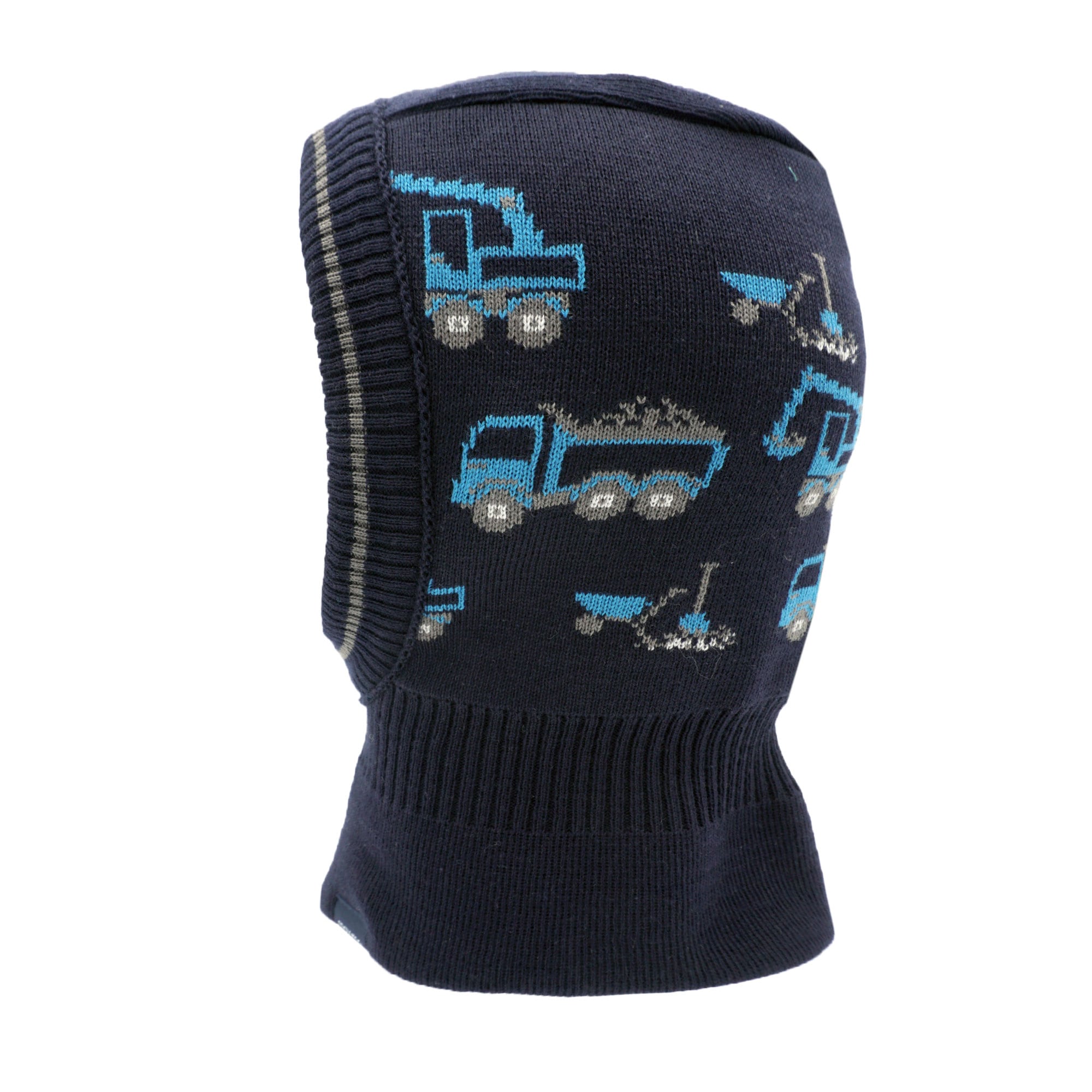 Schlupfmütze MAXIMO, Baby, Gr. 49, blau (dunkelmarine), Strick, Baumwolle, mehrfarbig, Casual, Mützen, Baumwolle, gestrickt, verlängertes Halsteil, elastisch Image